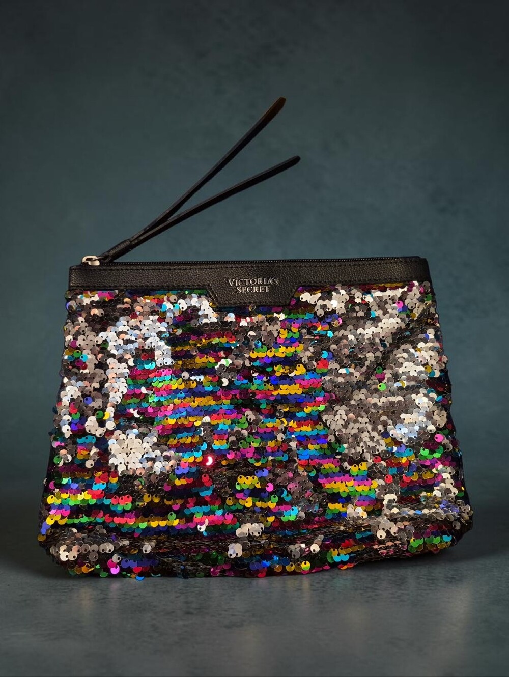 Victoria's Secret Rainbow Sequins Makeup Clutch Bag